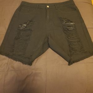 Womens black denim shorts